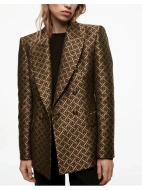 RARE Zara Geometric Vampire Academy Jacquard Blazer Size Medium